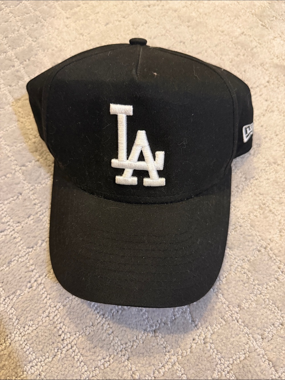 New Era Kids Black Cap with White LA Logo